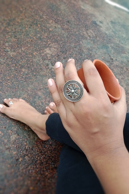 Silver Linings "Oxidised Chakra" Silver Filigree Ring