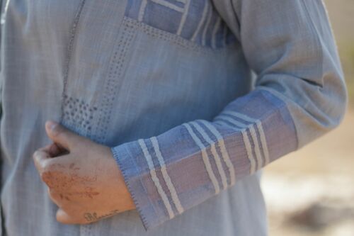 Sadhna Grey 3Q slv Lapelled overlay