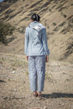 Grey Straight Pants with Hem Embroidery Panel | Relove