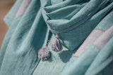 Sadhna 'Alhad' Green-Grey Cotton Fabric Panelled Stole