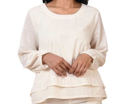 Sadhna Kora 3Q  balloon  slv layered top