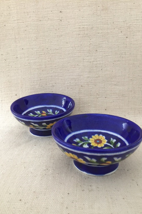 Ram Gopal Blue Pottery Handcrafted 'Bowls' Blue serving bowls (set of 2)-6