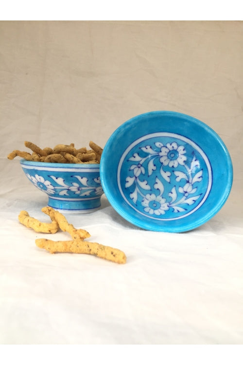 Ram Gopal Blue Pottery Handcrafted 'Bowls' Light Blue serving bowls (set of 2)-9