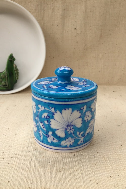Blue Pottery Handcrafted Storage Jar-86