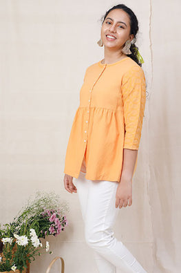 Rangeeli Top with embroidered sleeves