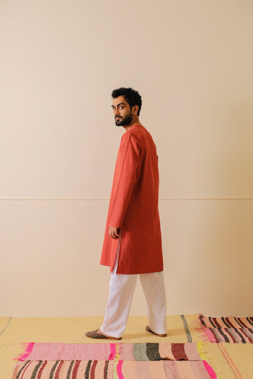 Rangsutra Rohil Cotton Striped Kurta With Soof Embroidery