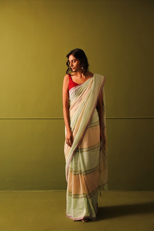 Rangsutra Yuni Pista Green Handwoven Saree
