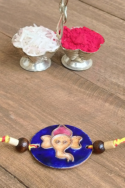 Okhai 'Dulari' Ganesh Copper Enamel Rakhi
