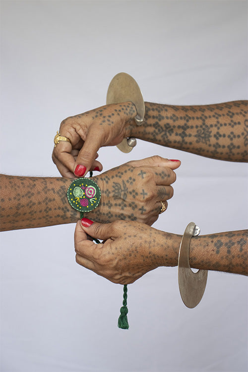 Okhai 'Care' Green Hand Embroidery Rakhi