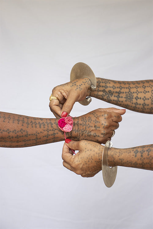 Okhai 'Mirth' Pink Crochet Rakhi