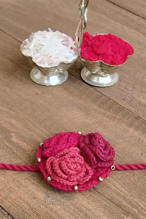 Okhai 'Mirth' Red Crochet Rakhi