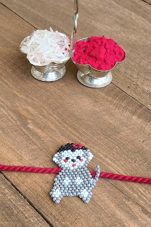 Okhai 'Convoy' Grey Monkey Bead Work Rakhi