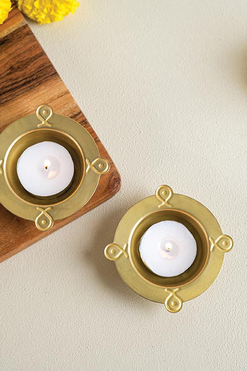 Studio Coppre Rangoli Diwali Tealight Set of 2
