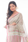 Summer Florals. Sanganeri Block Printed Chanderi Saree - Floral Pink