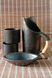 Terracotta by Sachii "Longpi Black Pottery Thandai and Gujhiya Serving Set"