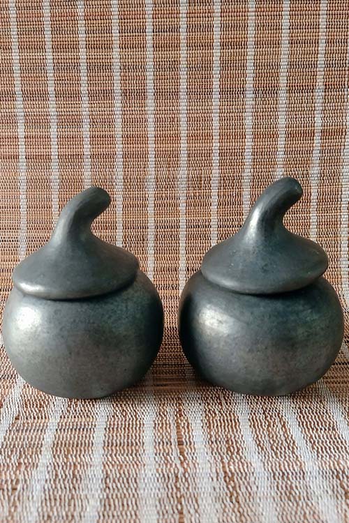 Terracotta by Sachii "Longpi Black Pottery Sauce Pots Set of 2"