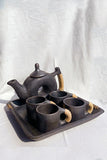 Terracotta by Sachii Longpi Black Pottery Teapot-Cups-Tray Set