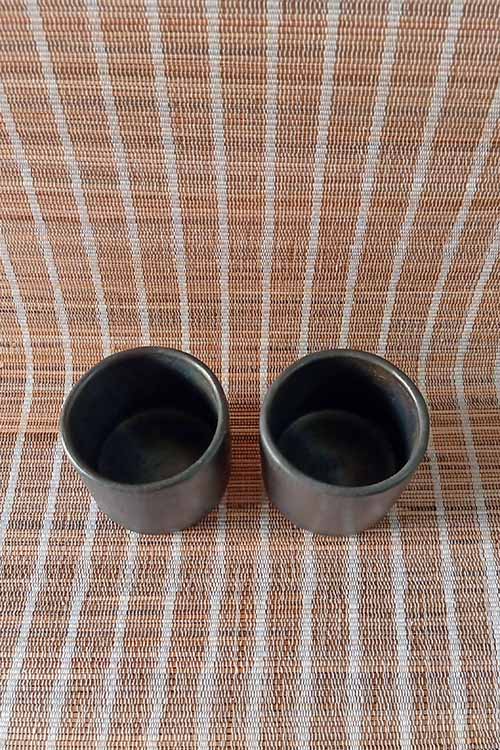 Terracotta by Sachii "Longpi Black Pottery Tumblers Small Set of 2"