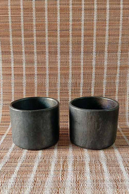 Terracotta by Sachii "Longpi Black Pottery Tumblers Small Set of 2"