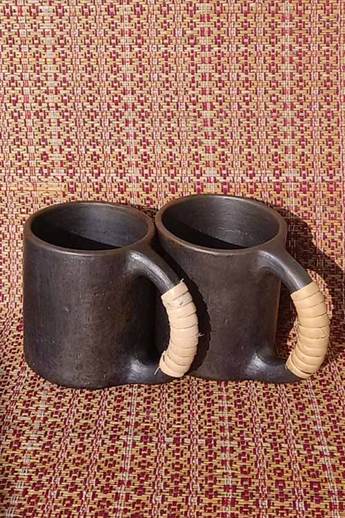 Terracotta by Sachii "Longpi Black Pottery Coffee Mug Large Set of 2"