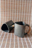 Terracotta by Sachii "Longpi Black Pottery Trikon Coffee Mug Large Set of 2"