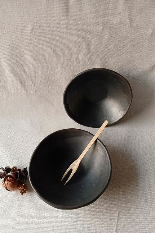 Terracotta by Sachii Longpi Black Pottery Soup/Salad Bowl