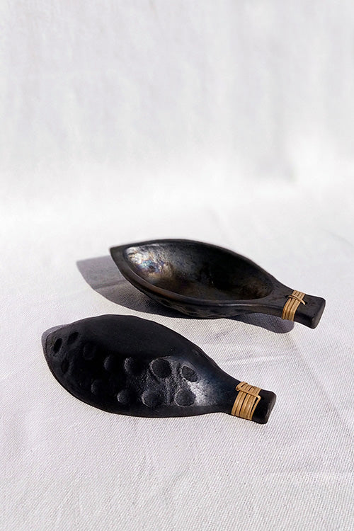 Terracotta by Sachii "Longpi Black Pottery 'Matsya' Serving Bowls Set of 2"
