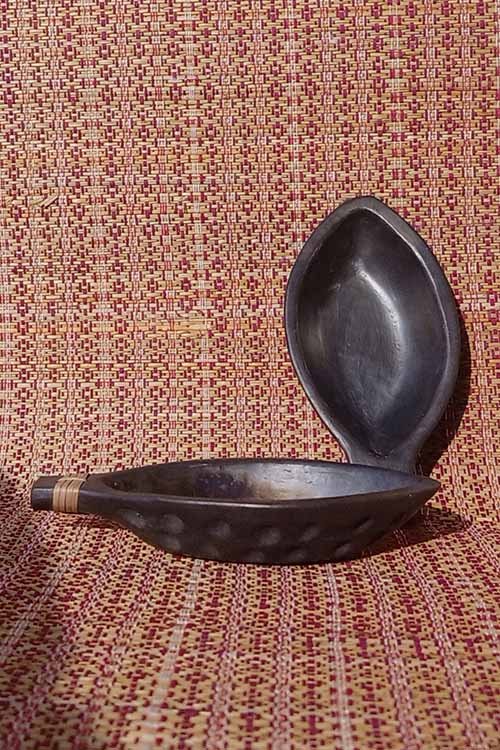 Terracotta by Sachii "Longpi Black Pottery 'Matsya' Serving Bowls Set of 2"