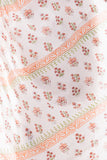 Summer Moods. Sanganeri Mulmul Cotton Saree - White & Peach Floral