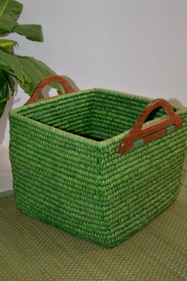 Dharini Sabai & Palm Storage Basket (Green)