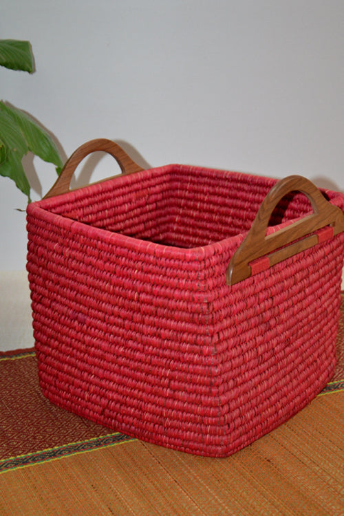 Dharini Sabai & Palm Storage Basket (Red)