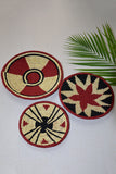 Dharini Sabai & Palm Wall Basket Set (Red-Black-Natural)