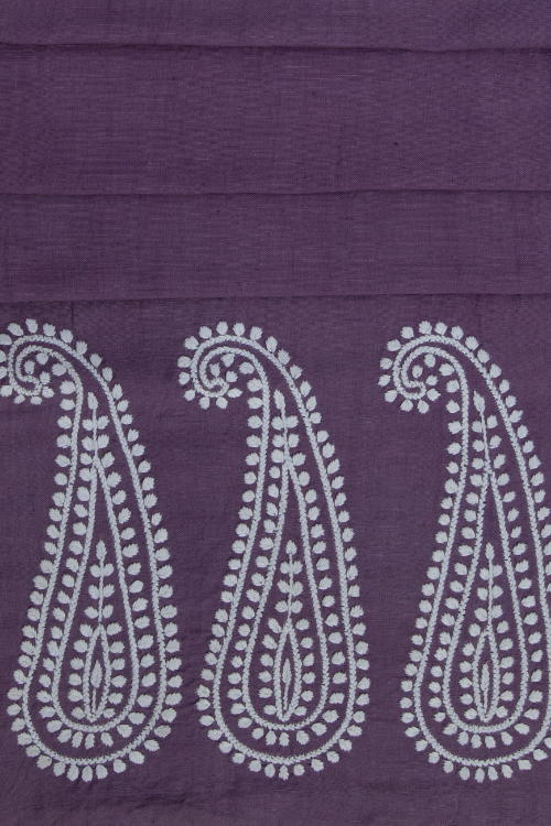 Samuday Crafts Purple Table Runner With Chikankari Embroidery