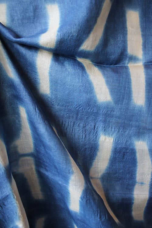 Creative Bee 'MARDIN' Natural Dye Indigo Shibori Desi Tussar Fabric