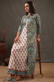 Shuddhi Mint Green & Scarlet Red Cotton Double Layered Dress For Women Online. 