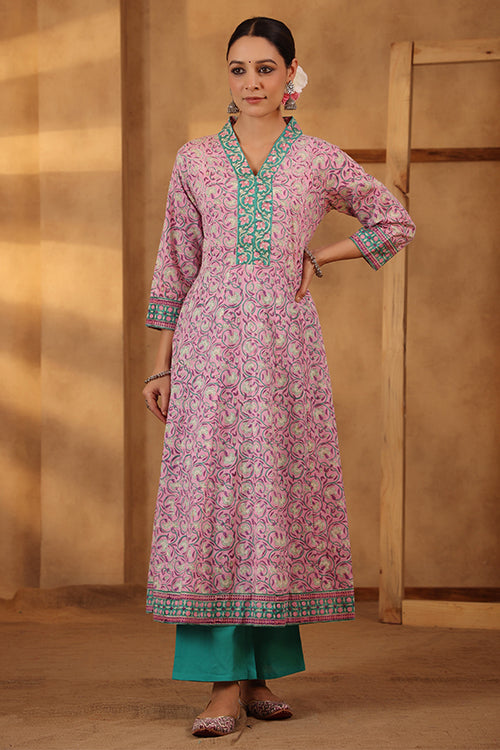 Shuddhi Carnation Pink Anarkali Kurta