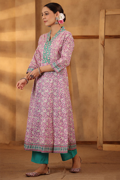 Shuddhi Carnation Pink Anarkali Kurta