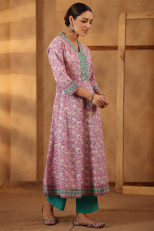Shuddhi Carnation Pink Anarkali Kurta