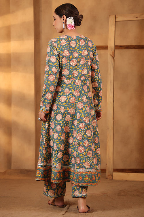 Shuddhi Bottle Green Kurta And Pant Set