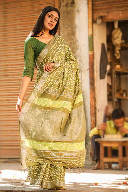 Sooti Syahi Heena on her Sarees: Kashish Dabu Handblock Print Cotton Slub Saree