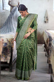 Green Handblock Print Chanderi Silk Saree With Blouse Online Online