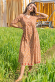 Sootisyahi 'Dusky Dawn' Azofree Handblock Printed Pure Cotton Dress