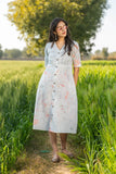 Morning Mist Pure Cotton Handmarble Printed Dress For Women Online 