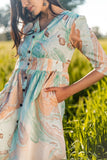 Sootisyahi 'Flow Rust' Handmarble Printed Pure Cotton Dress