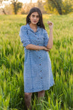 Blue Bell Pure Cotton Hand Block Printed Dress For Women Online 