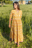 Sootisyahi 'Little Bit Sunshine' Azofree Handblock Printed Pure Cotton Dress