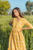 Sootisyahi 'Little Bit Sunshine' Azofree Handblock Printed Pure Cotton Dress