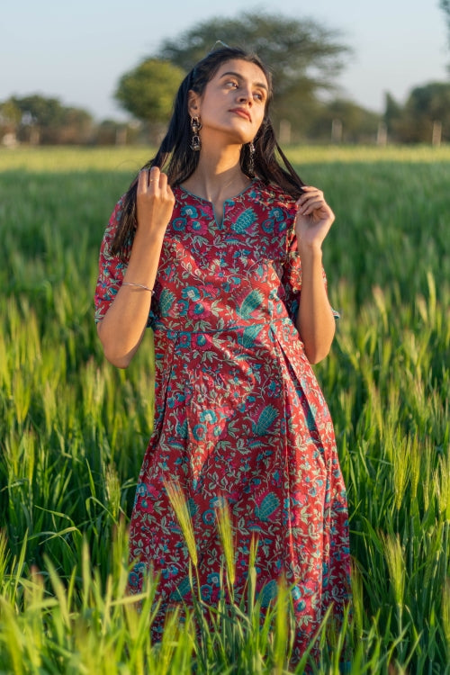 Sootisyahi 'Redley' Azofree Handblock Printed Pure Cotton Dress