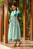 Sootisyahi 'Tropical Oasis' Azofree Handblock Printed Pure Cotton Dress