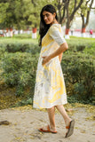 Sootisyahi 'Lemonade' Handmarble Printed Pure Cotton Dress
